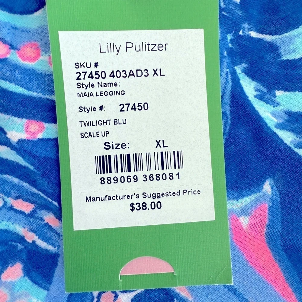NEW Lilly Pulitzer Girls MAIA LEGGING Twilight Blue Scale Up Pink FISH